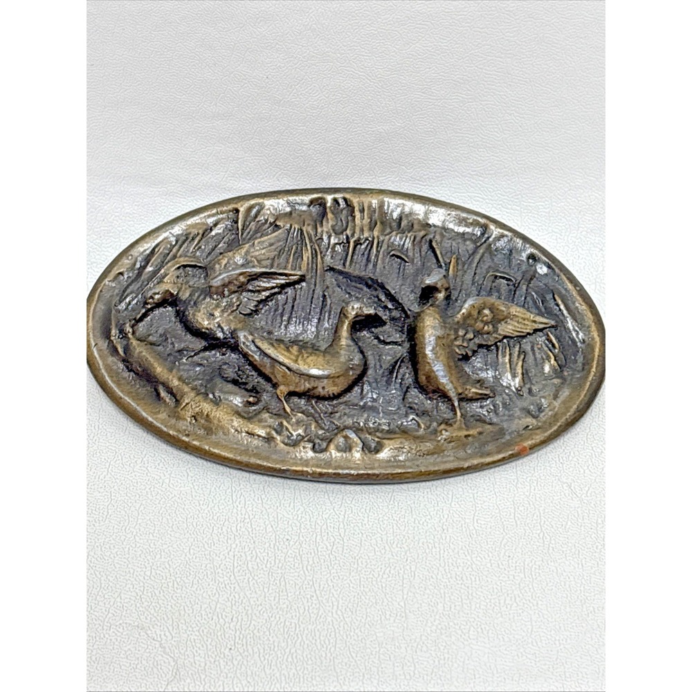 3D Ducks Belt Buckle Waterfowl Western Southwestern Rockabilly Vintage 1970s